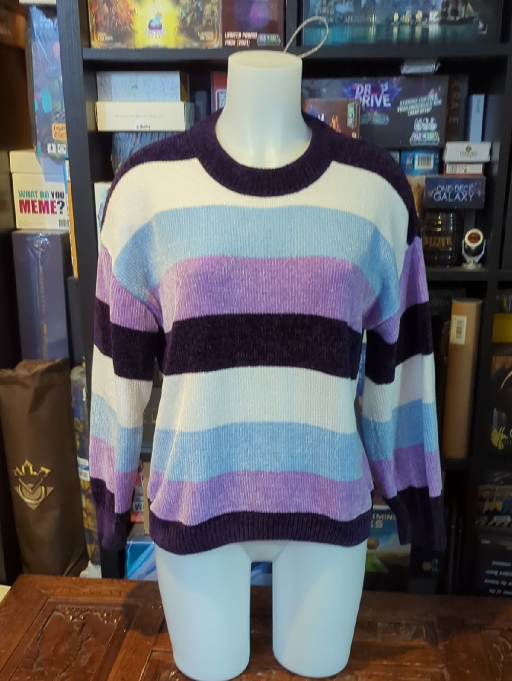 Size S George Striped Velour Crew Neck Sweater โ Cozy Retro Vibes โจ - Picture 16 of 16